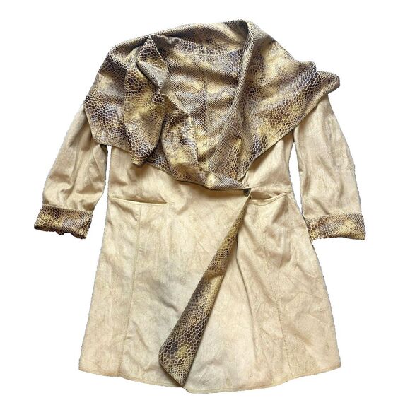 Rachel Zoe Jacket Womens Small‎ Tan Brown Snake Skin Tunic Coat Career Blazer - Picture 1 of 10